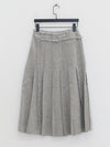 SAMUEL GUI YANG 25 Autumn/Winter Drawstring Jacket/Belt Scottish Tweed Wool Skirt SGY-AW25BSK06-1-1-GREY MELANGE Skirt (AW25BMWJT08)